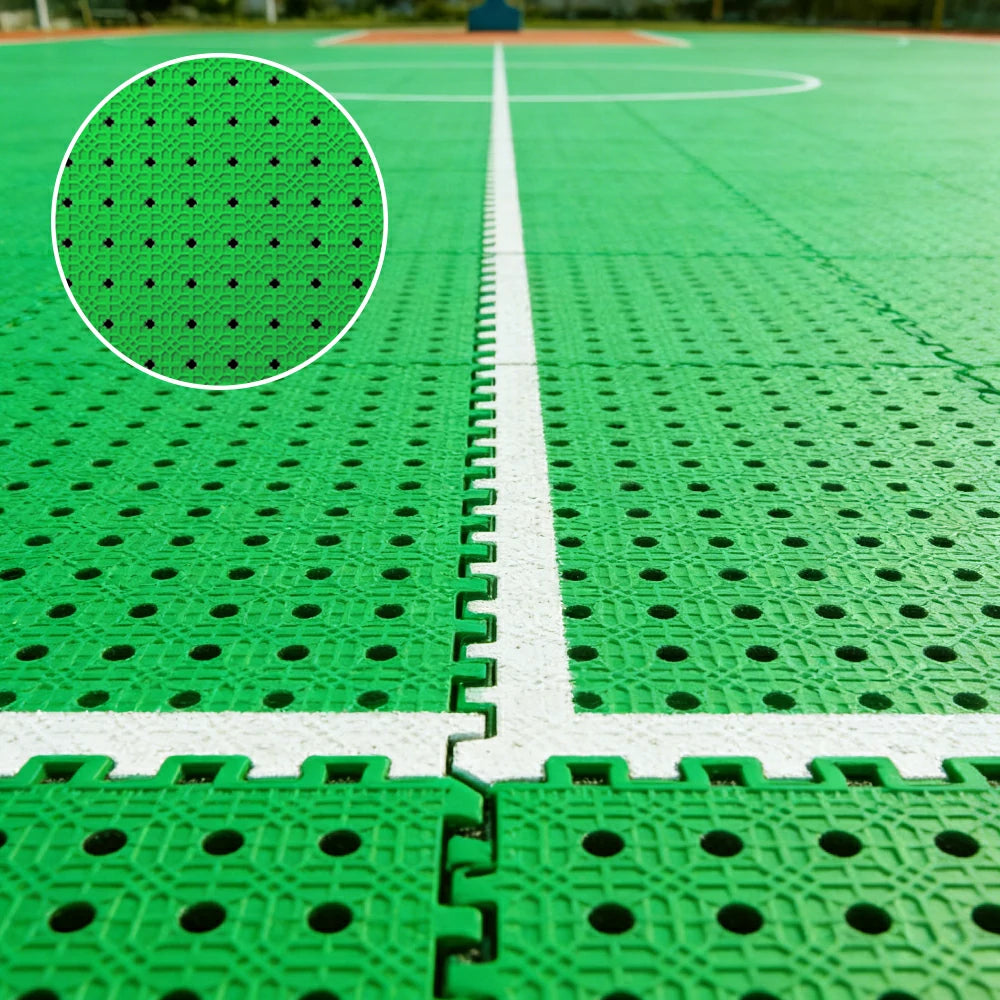 DUNK MASTER Outdoor Interlocking Sports Floor Tiles Anti-Slip Shock Absorbing Basketball Court Flooring 10/20/30 Square Meters - Apple Green
