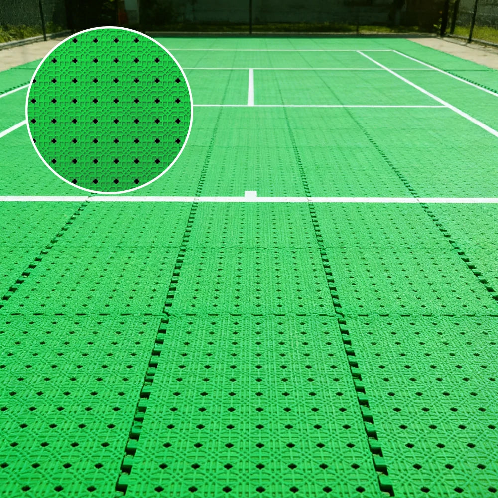 DUNK MASTER Outdoor Interlocking Sports Floor Tiles Anti-Slip Shock Absorbing Basketball Court Flooring 10/20/30 Square Meters - Apple Green
