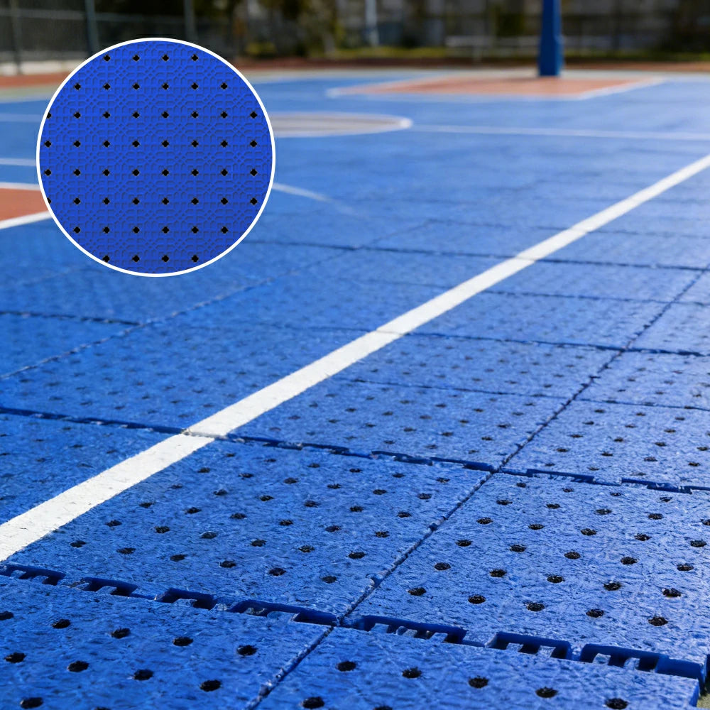 DUNK MASTER Outdoor Interlocking Sports Floor Tiles Anti-Slip Shock Absorbing Basketball Court Flooring 10/20/30 Square Meters - Royal Blue