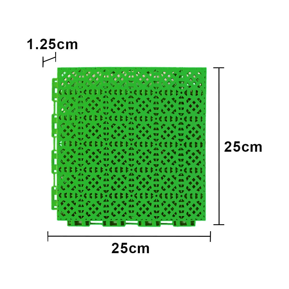 DUNK MASTER Interlocking Sports Floor Tiles - Anti-Slip Grid Pattern Court Flooring 25cm Modular Tiles for Basketball Courts 10/20/30 Square Meters - Apple Green