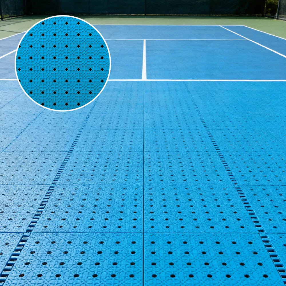 DUNK MASTER Outdoor Interlocking Sports Floor Tiles Anti-Slip Shock Absorbing Basketball Court Flooring 10/20/30 Square Meters - Blue
