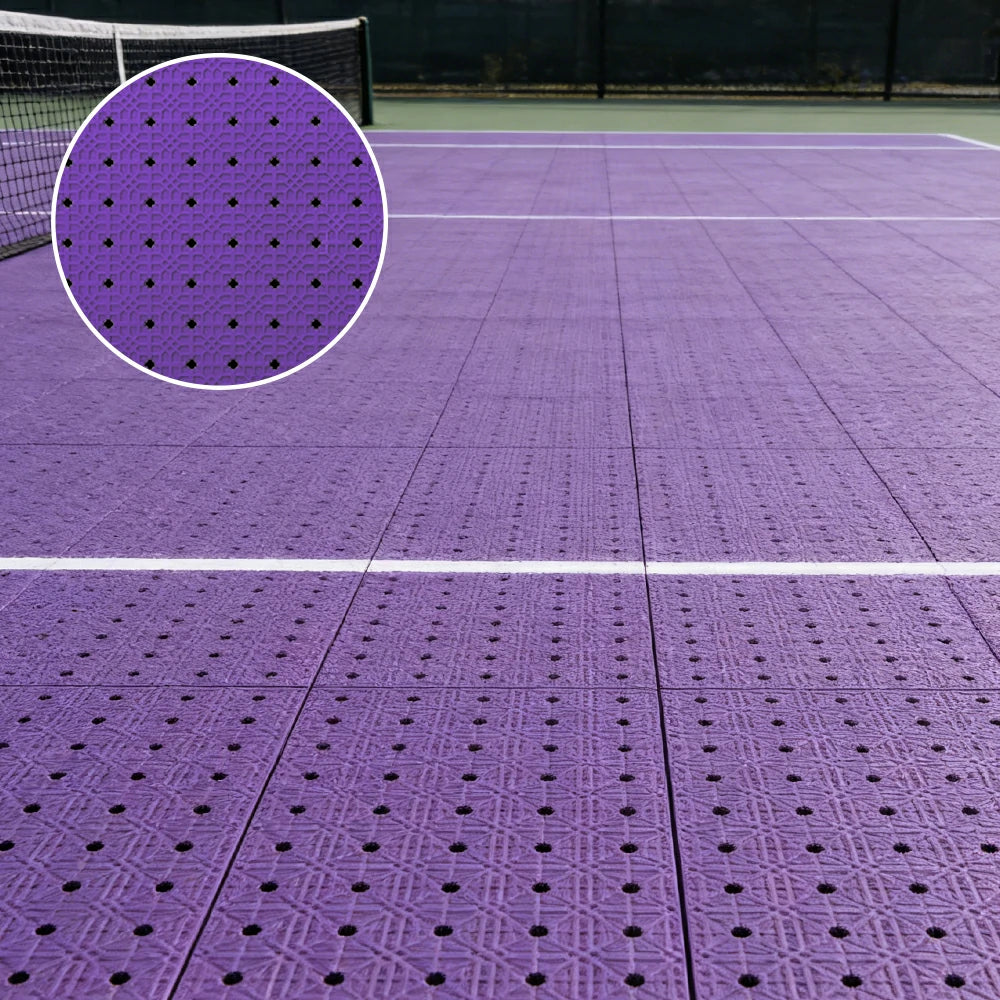 DUNK MASTER Outdoor Interlocking Sports Floor Tiles Anti-Slip Shock Absorbing Basketball Court Flooring 10/20/30 Square Meters - Purple