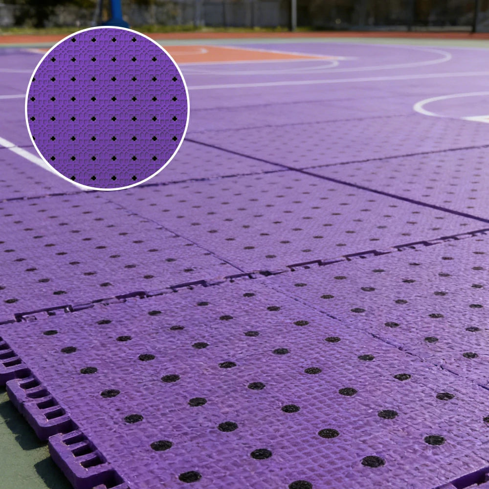 DUNK MASTER Outdoor Interlocking Sports Floor Tiles Anti-Slip Shock Absorbing Basketball Court Flooring 10/20/30 Square Meters - Purple