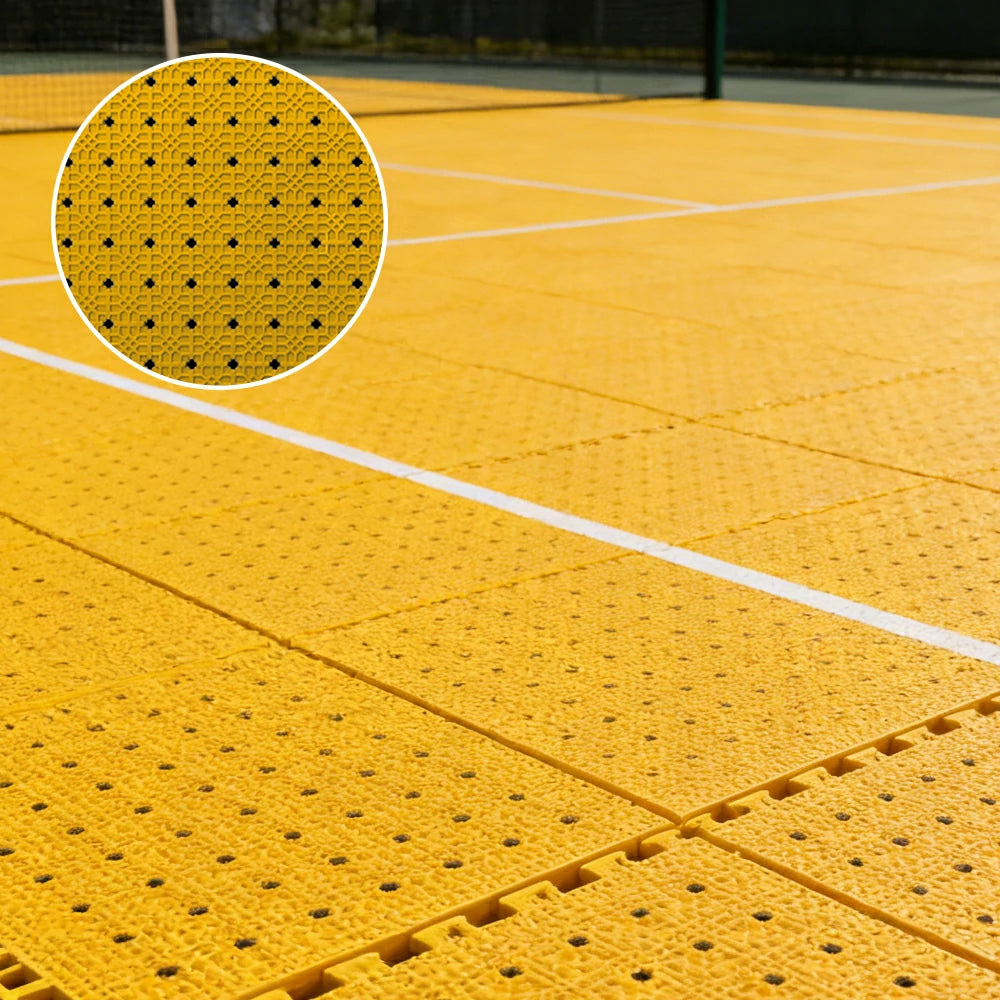 DUNK MASTER Outdoor Interlocking Sports Floor Tiles Anti-Slip Shock Absorbing Basketball Court Flooring 10/20/30 Square Meters - Yellow