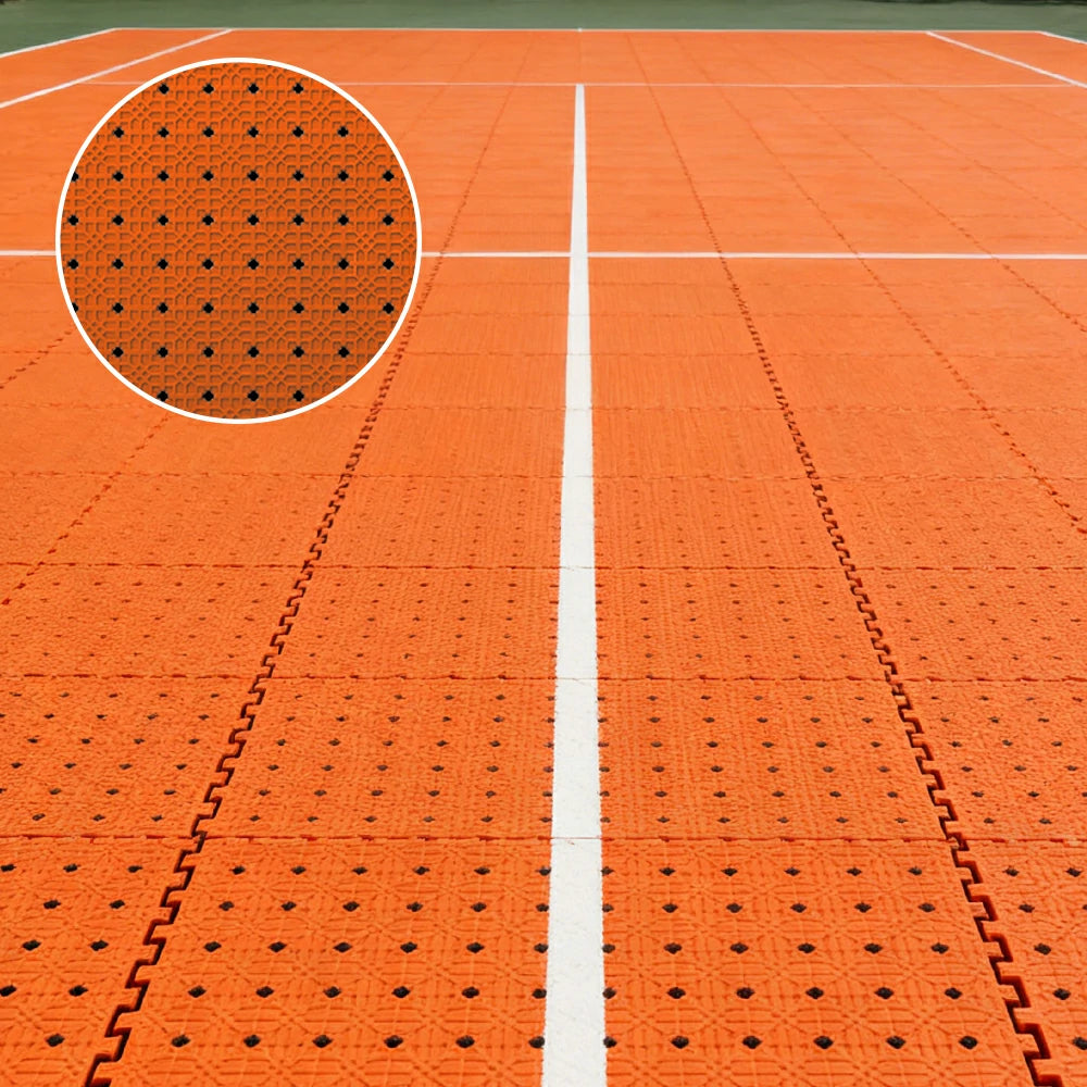 DUNK MASTER Outdoor Interlocking Sports Floor Tiles Anti-Slip Shock Absorbing Basketball Court Flooring 10/20/30 Square Meters - Orange