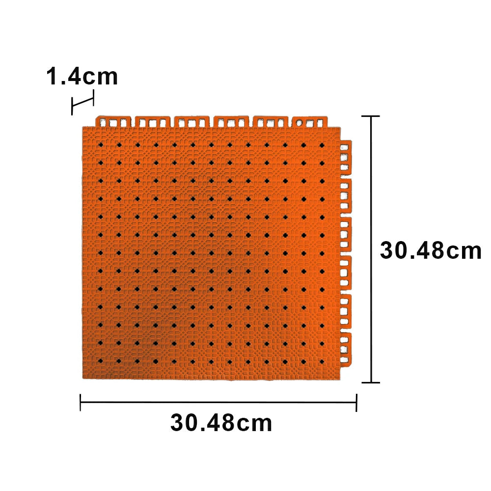 DUNK MASTER Outdoor Interlocking Sports Floor Tiles Anti-Slip Shock Absorbing Basketball Court Flooring 10/20/30 Square Meters - Orange