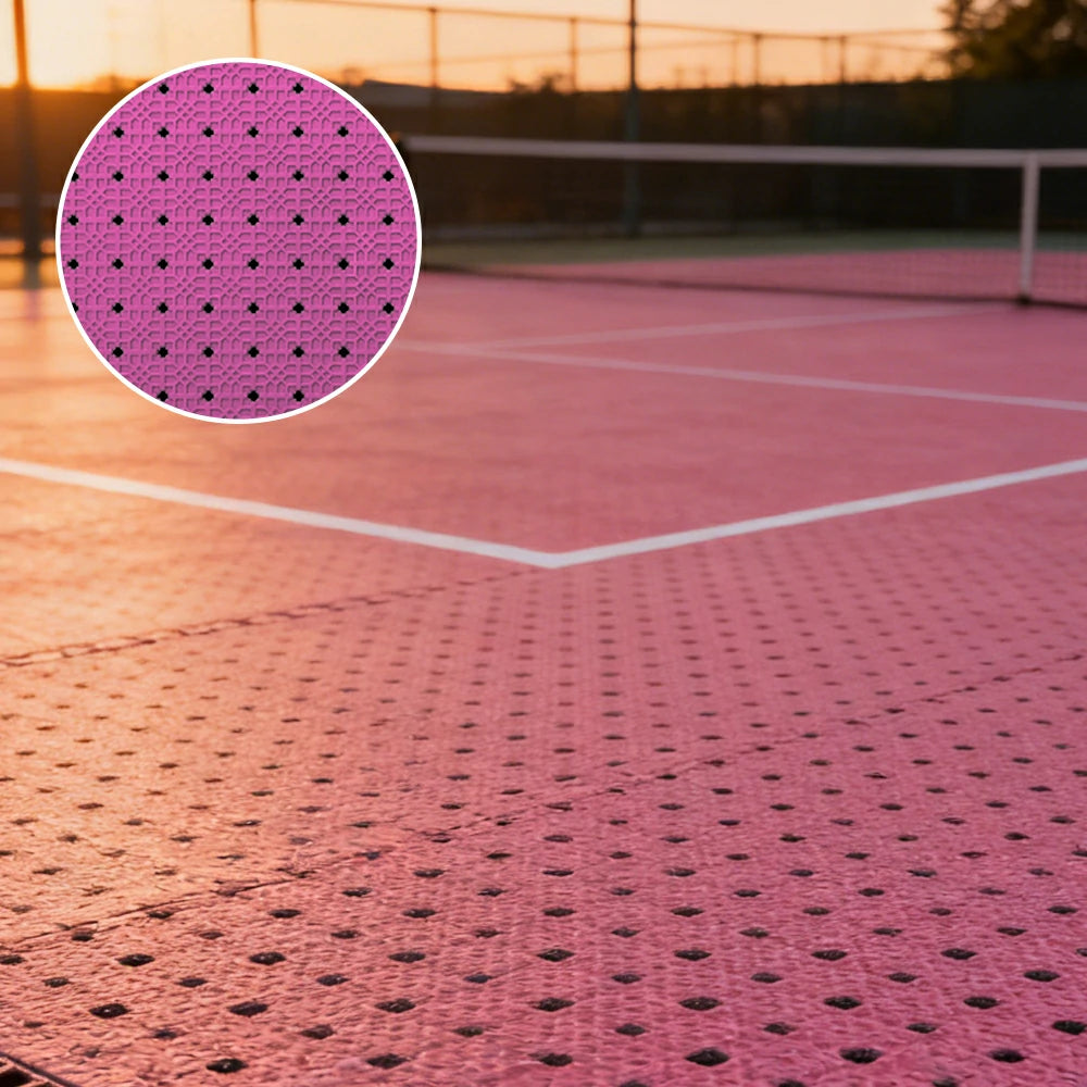 DUNK MASTER Outdoor Interlocking Sports Floor Tiles Anti-Slip Shock Absorbing Basketball Court Flooring 10/20/30 Square Meters - Pink