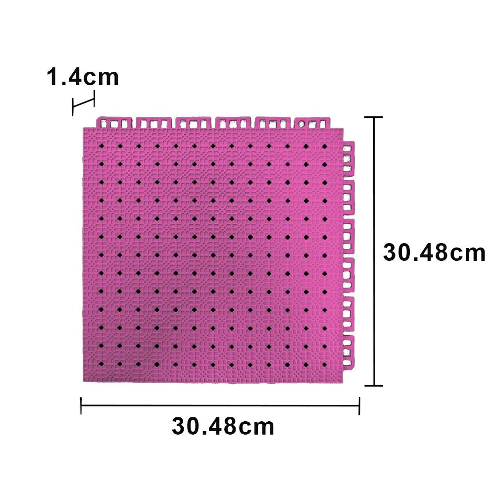 DUNK MASTER Outdoor Interlocking Sports Floor Tiles Anti-Slip Shock Absorbing Basketball Court Flooring 10/20/30 Square Meters - Pink