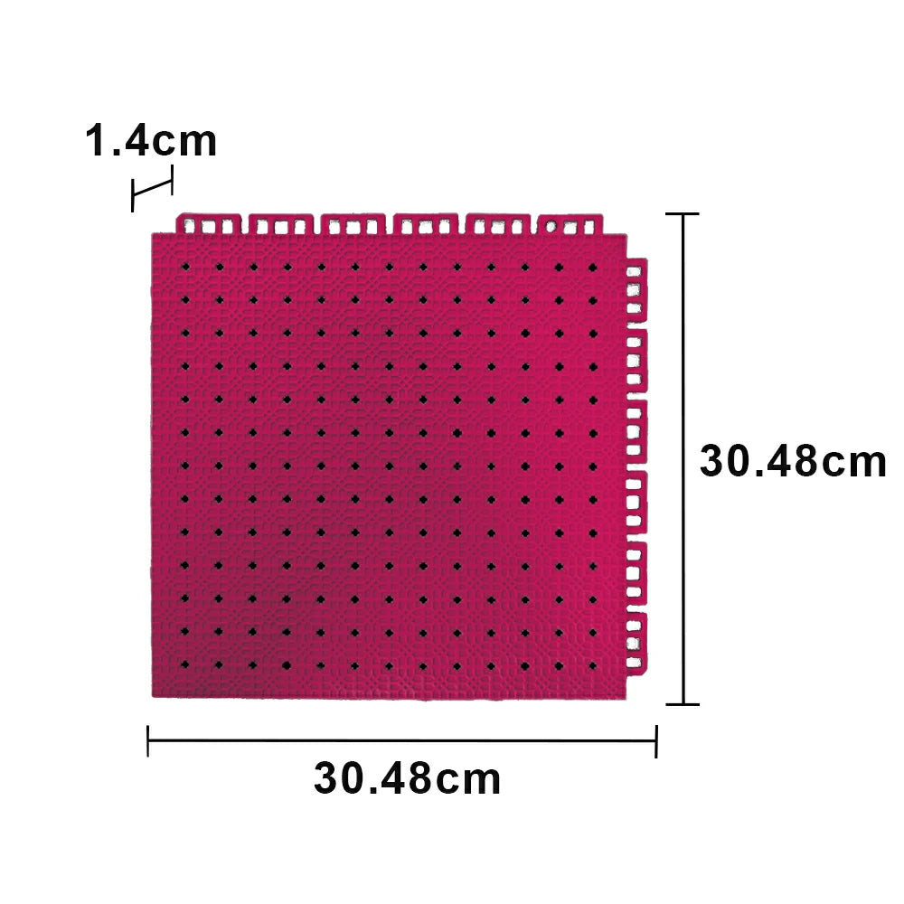 DUNK MASTER Outdoor Interlocking Sports Floor Tiles Anti-Slip Shock Absorbing Basketball Court Flooring 10/20/30 Square Meters - Rose Red
