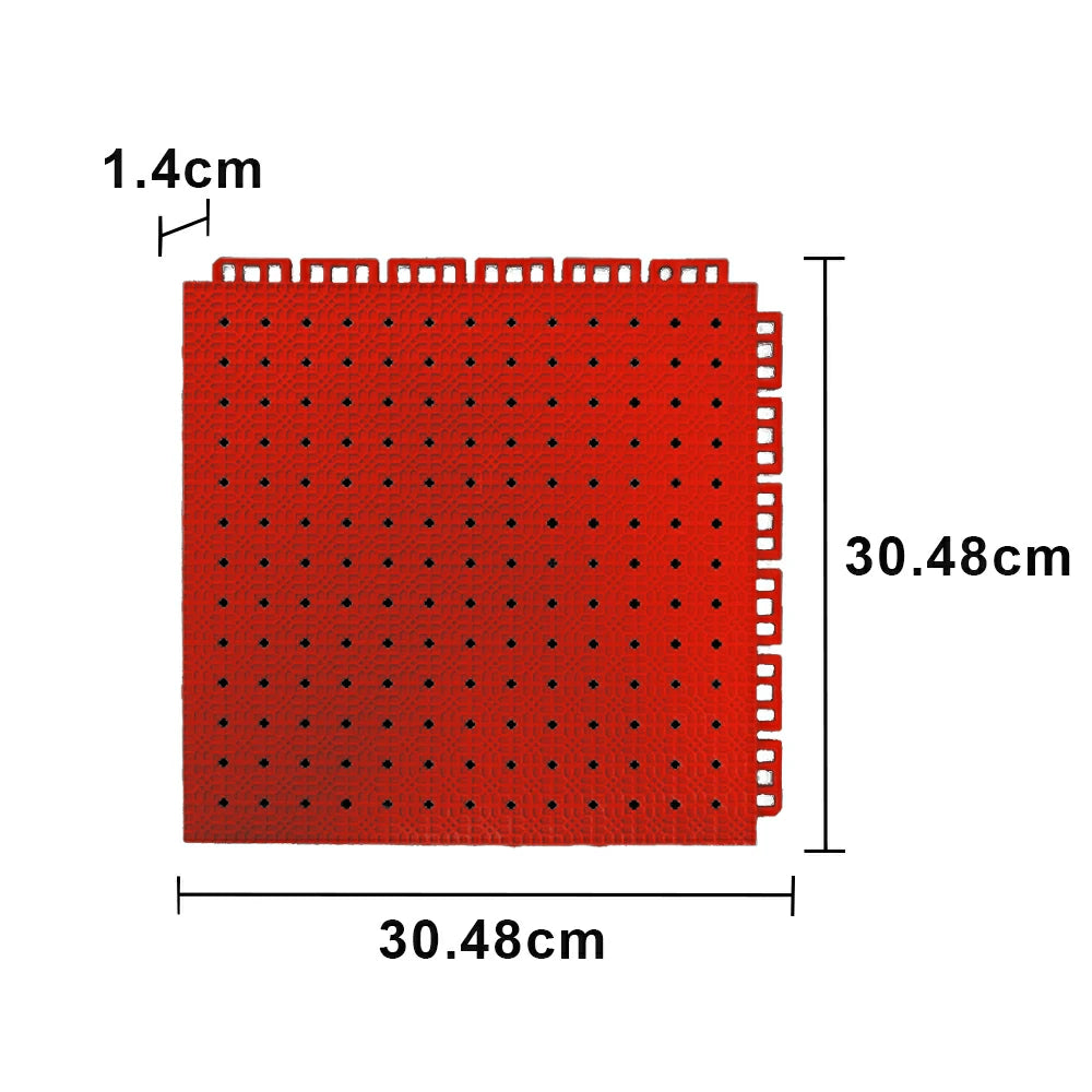 DUNK MASTER Outdoor Interlocking Sports Floor Tiles Anti-Slip Shock Absorbing Basketball Court Flooring 10/20/30 Square Meters - Red