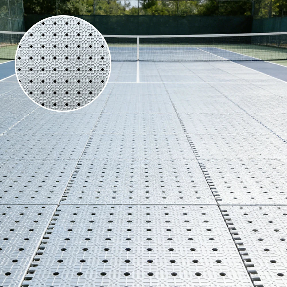 DUNK MASTER Outdoor Interlocking Sports Floor Tiles Anti-Slip Shock Absorbing Basketball Court Flooring 10/20/30 Square Meters - White