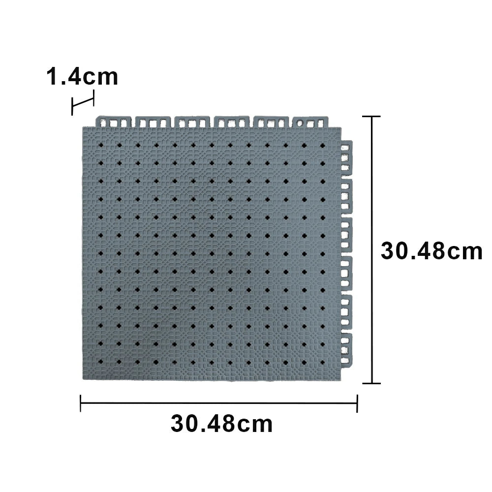 DUNK MASTER Outdoor Interlocking Sports Floor Tiles Anti-Slip Shock Absorbing Basketball Court Flooring 10/20/30 Square Meters - Light Grey
