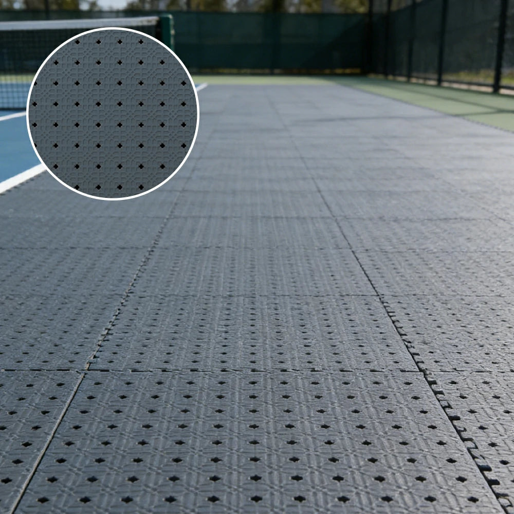 DUNK MASTER Outdoor Interlocking Sports Floor Tiles Anti-Slip Shock Absorbing Basketball Court Flooring 10/20/30 Square Meters - Dark Grey
