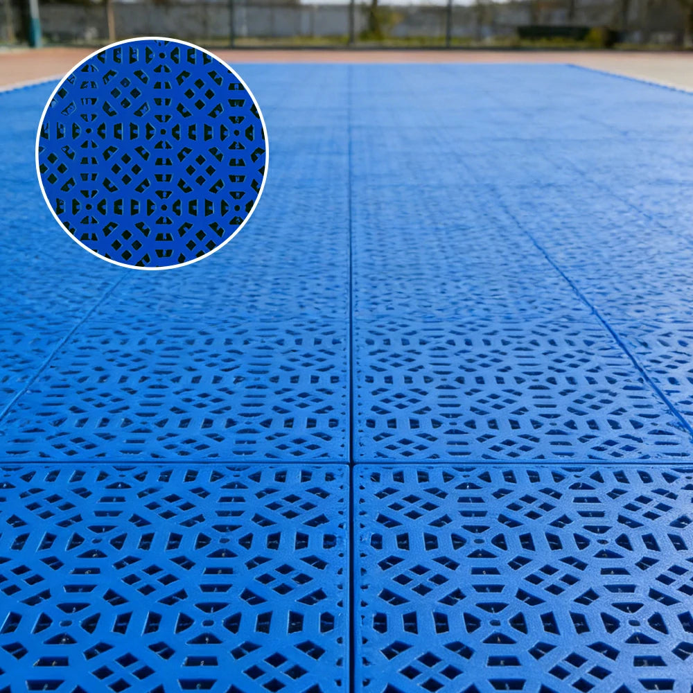 DUNK MASTER Interlocking Sports Floor Tiles - Anti-Slip Grid Pattern Court Flooring 25cm Modular Tiles for Basketball Courts 10/20/30 Square Meters - Royal Blue