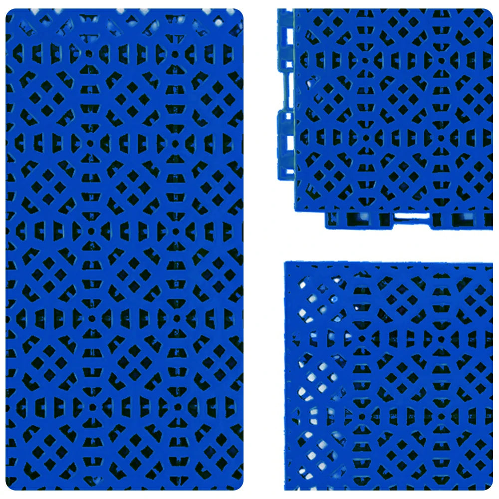 DUNK MASTER Interlocking Sports Floor Tiles - Anti-Slip Grid Pattern Court Flooring 25cm Modular Tiles for Basketball Courts 10/20/30 Square Meters - Royal Blue