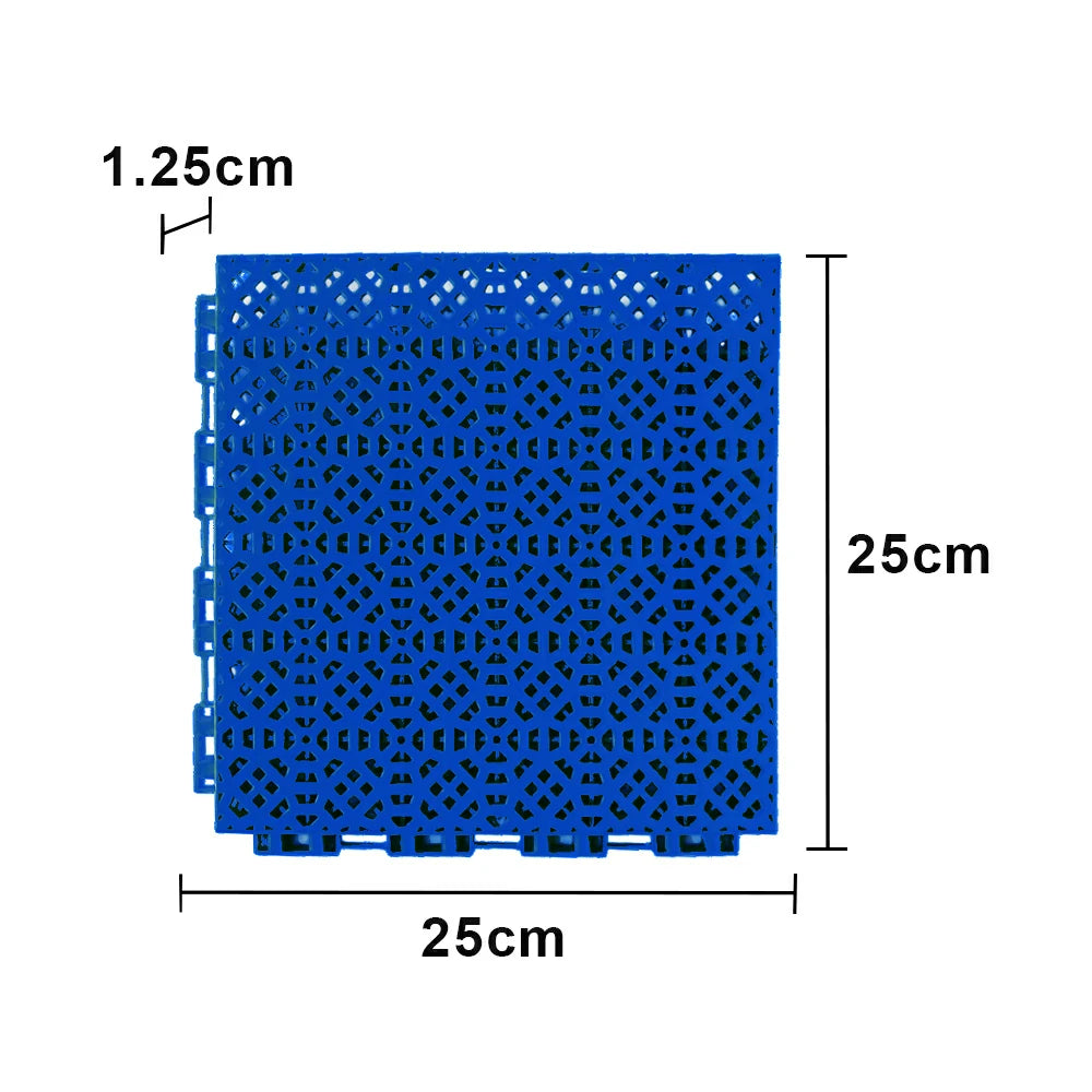 DUNK MASTER Interlocking Sports Floor Tiles - Anti-Slip Grid Pattern Court Flooring 25cm Modular Tiles for Basketball Courts 10/20/30 Square Meters - Royal Blue