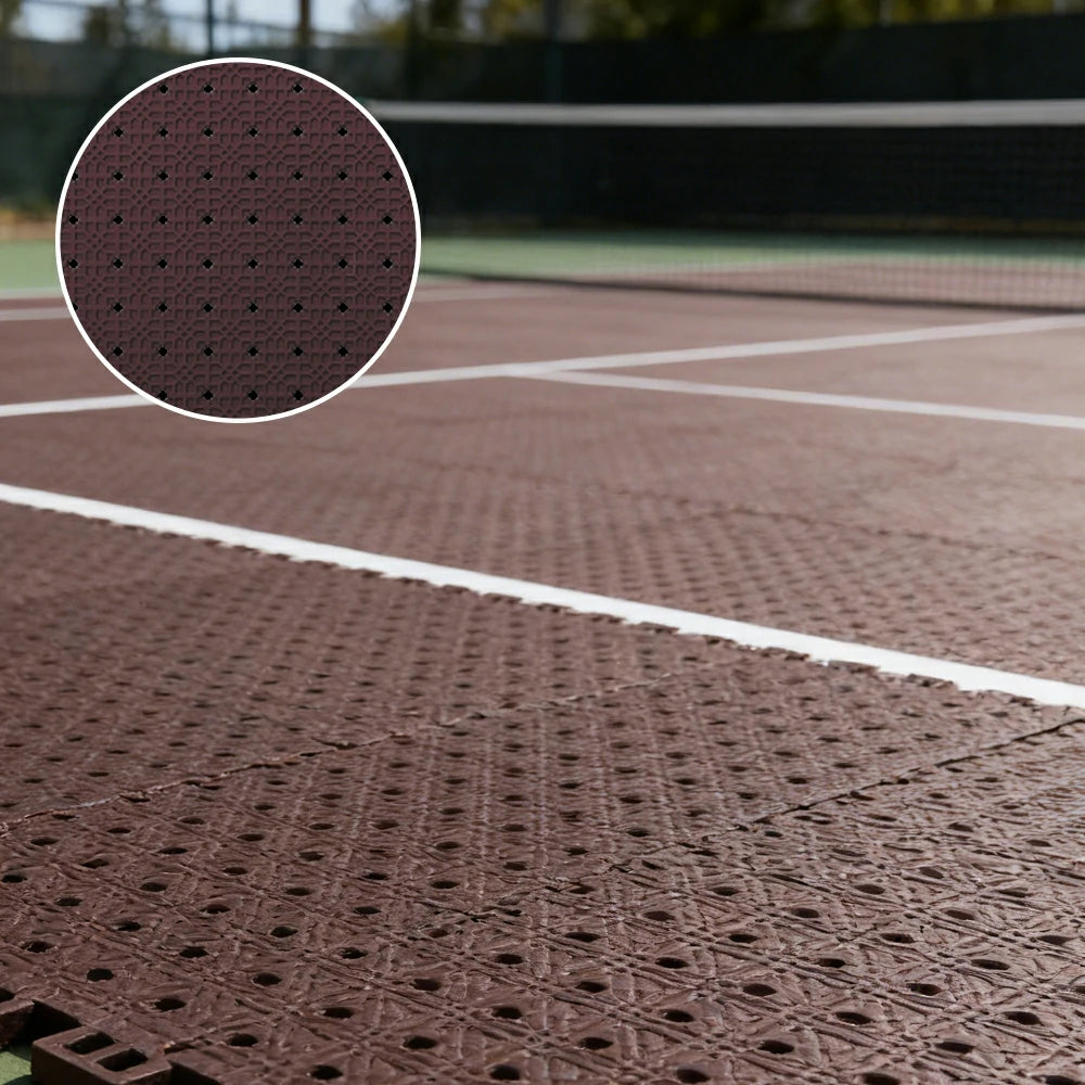 DUNK MASTER Outdoor Interlocking Sports Floor Tiles Anti-Slip Shock Absorbing Basketball Court Flooring 10/20/30 Square Meters - Coffee