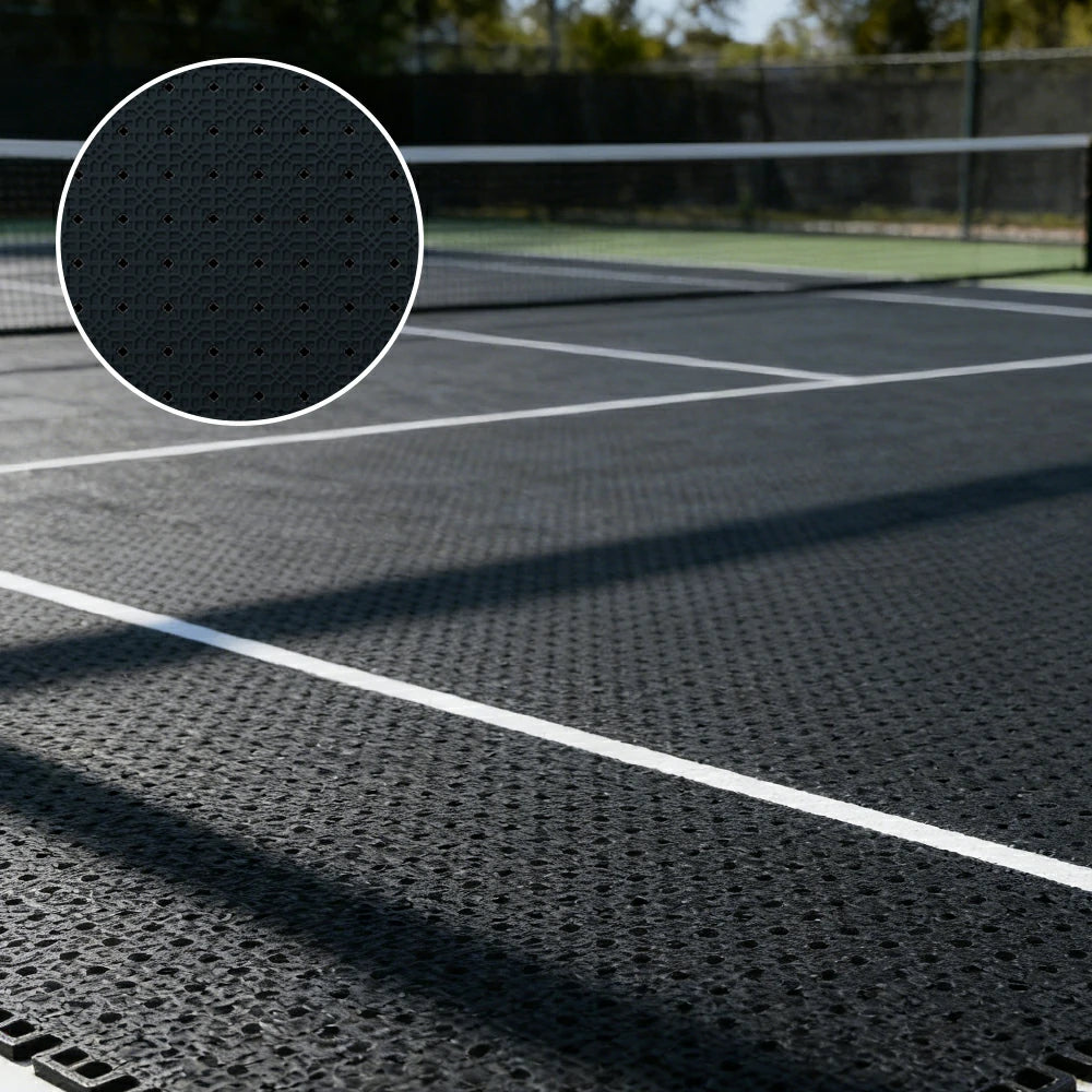 DUNK MASTER Outdoor Interlocking Sports Floor Tiles Anti-Slip Shock Absorbing Basketball Court Flooring 10/20/30 Square Meters - Black