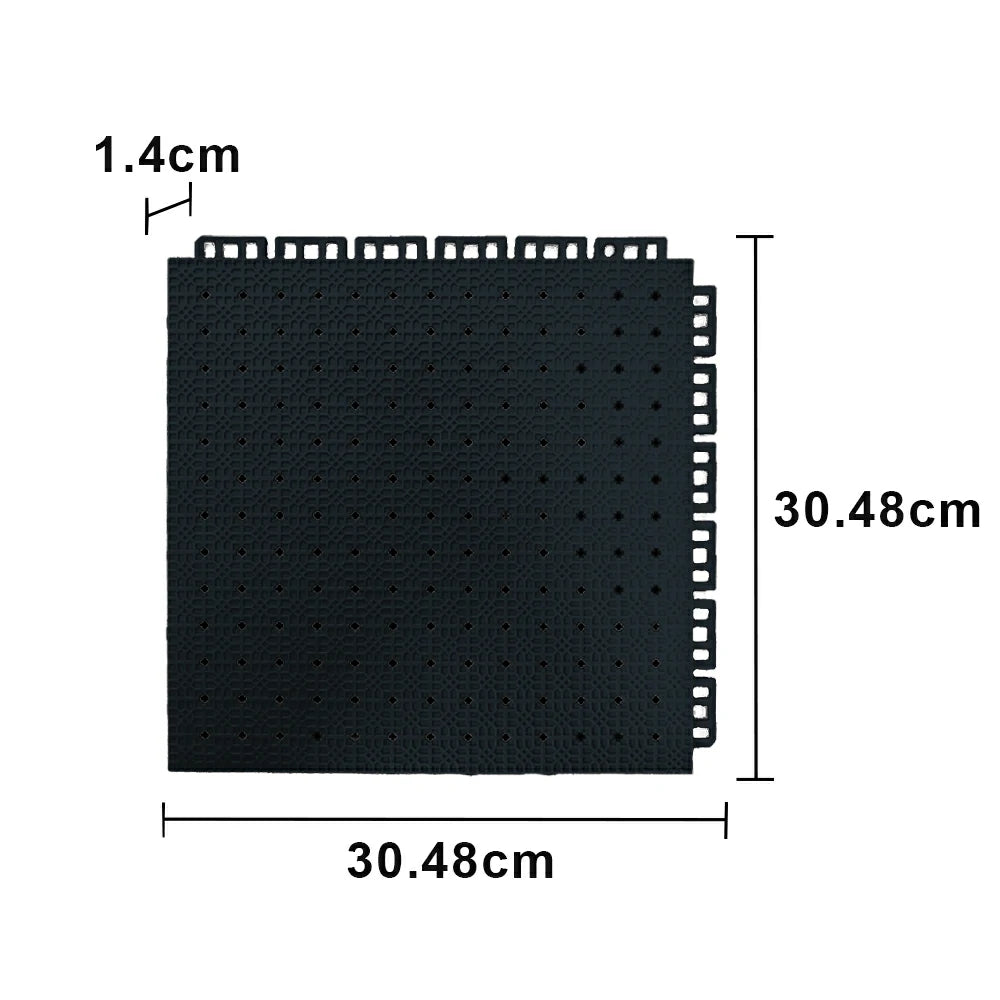 DUNK MASTER Outdoor Interlocking Sports Floor Tiles Anti-Slip Shock Absorbing Basketball Court Flooring 10/20/30 Square Meters - Black