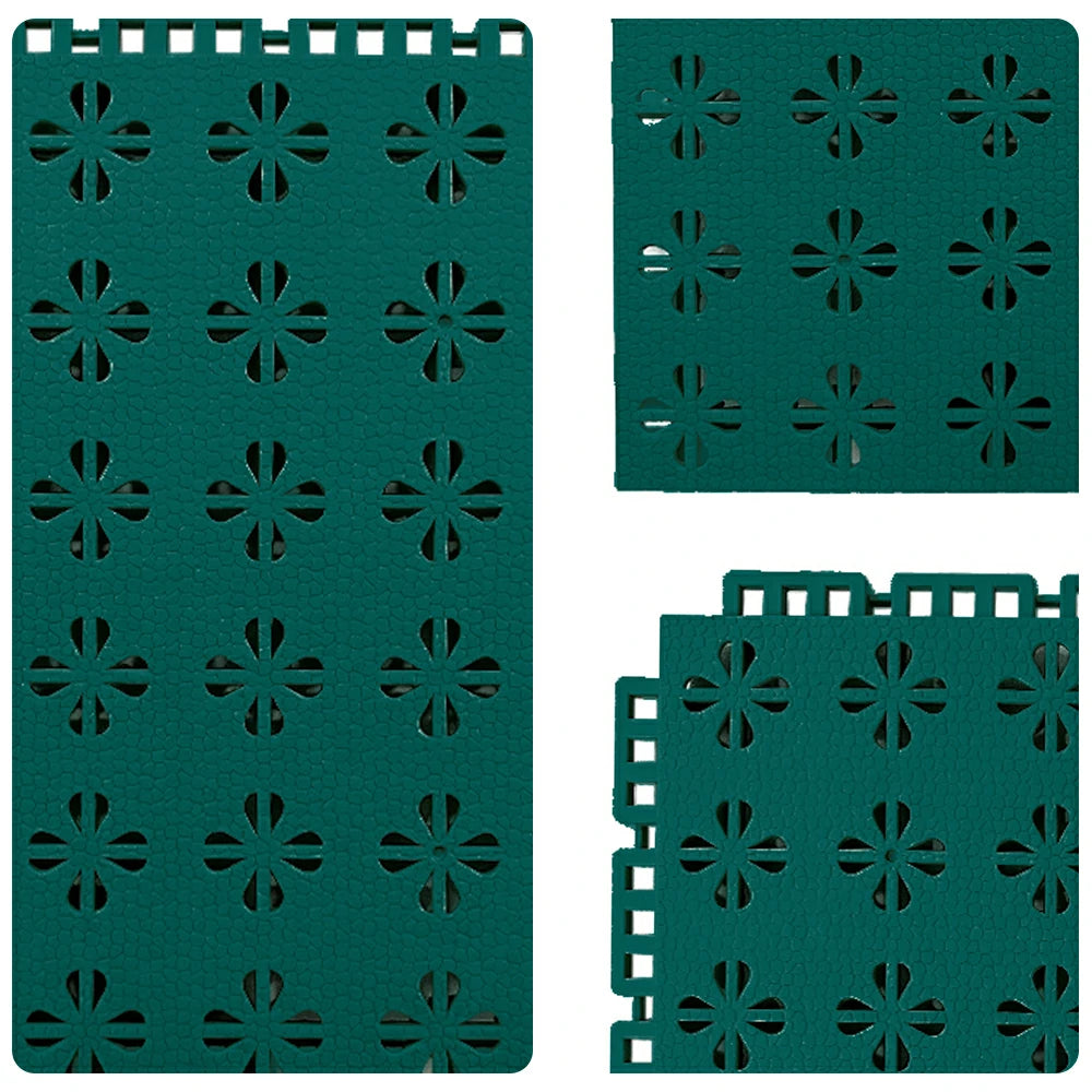 DUNK MASTER Interlocking Sports Court Tiles Anti-Slip Cushioning Drainage Flooring 10/20/30sqm Basketball Court Playground - Dark Green