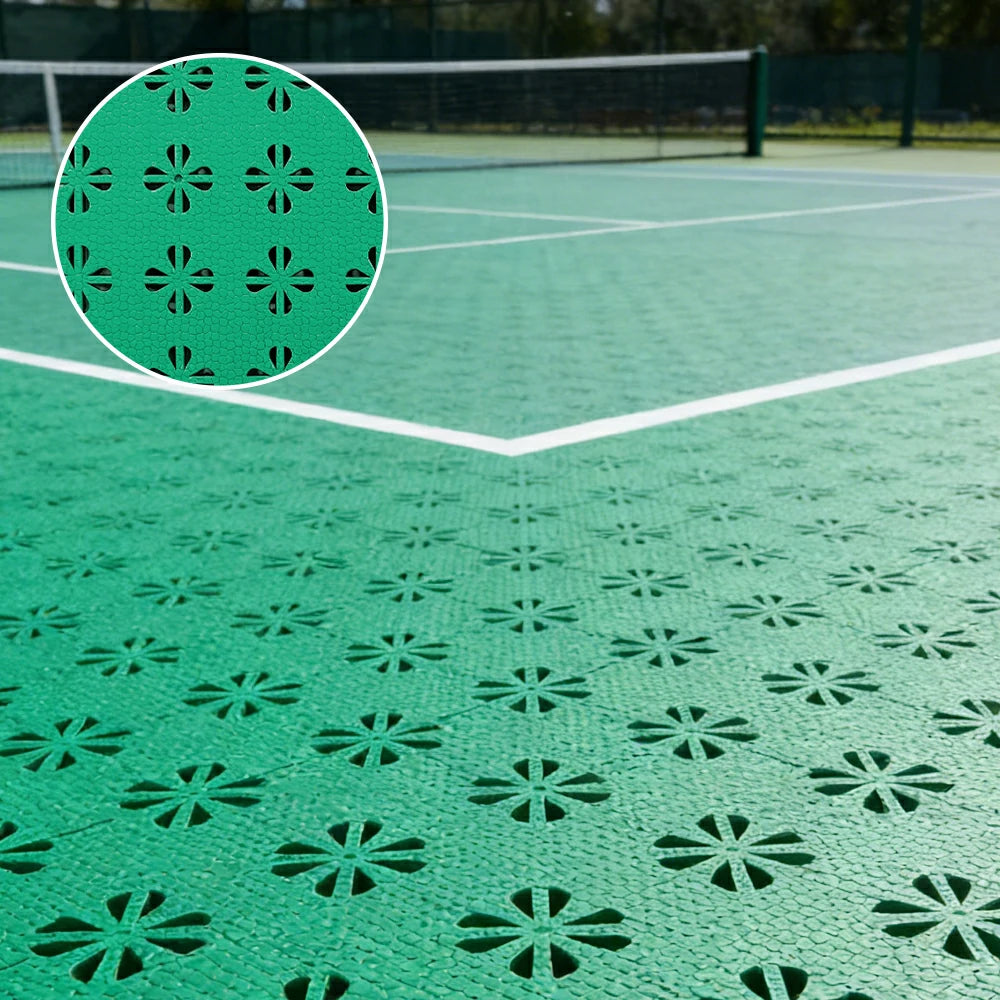 DUNK MASTER Interlocking Sports Court Tiles Anti-Slip Cushioning Drainage Flooring 10/20/30sqm Basketball Court Playground - Grass Green