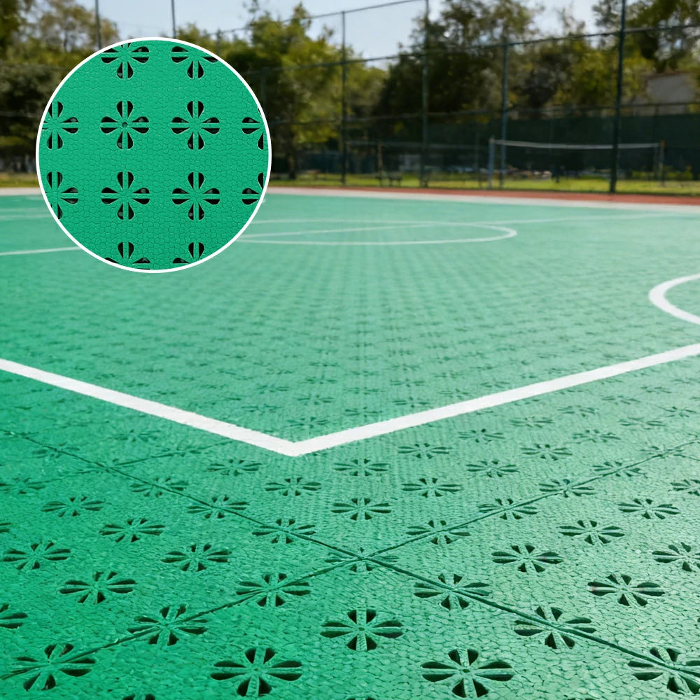 DUNK MASTER Interlocking Sports Court Tiles Anti-Slip Cushioning Drainage Flooring 10/20/30sqm Basketball Court Playground - Grass Green