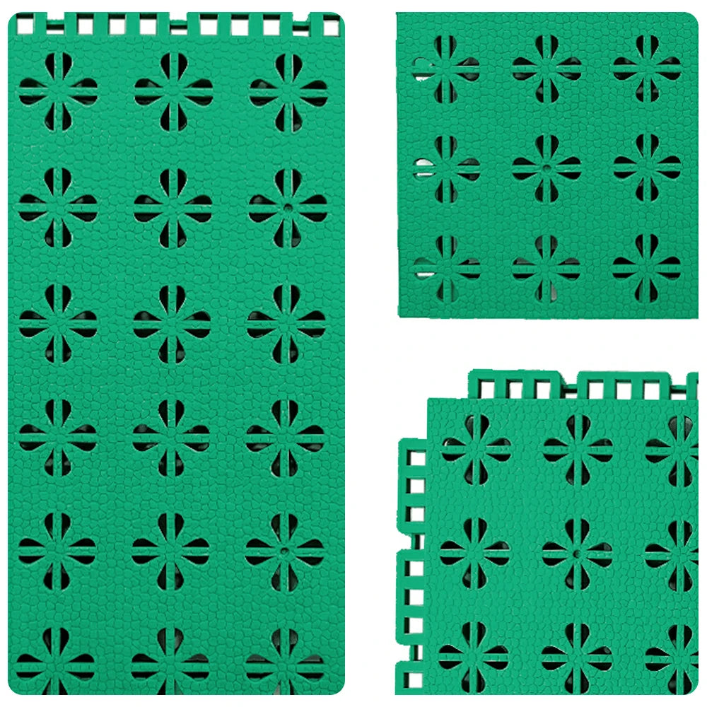 DUNK MASTER Interlocking Sports Court Tiles Anti-Slip Cushioning Drainage Flooring 10/20/30sqm Basketball Court Playground - Grass Green