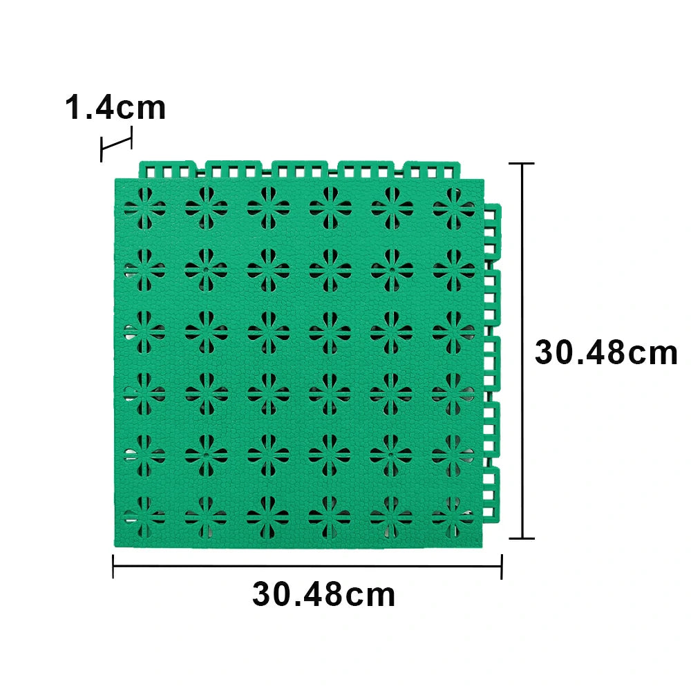 DUNK MASTER Interlocking Sports Court Tiles Anti-Slip Cushioning Drainage Flooring 10/20/30sqm Basketball Court Playground - Grass Green