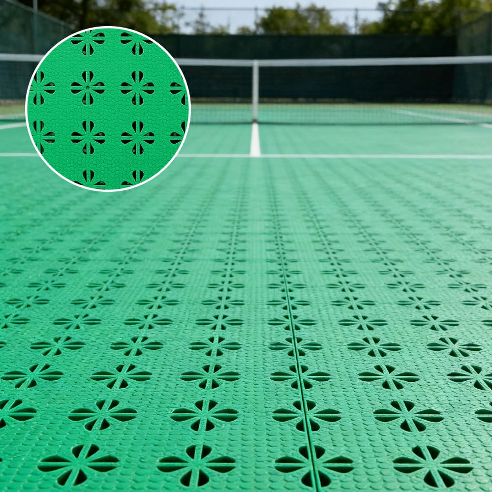 DUNK MASTER Interlocking Sports Court Tiles Anti-Slip Cushioning Drainage Flooring 10/20/30sqm Basketball Court Playground - Emerald Green