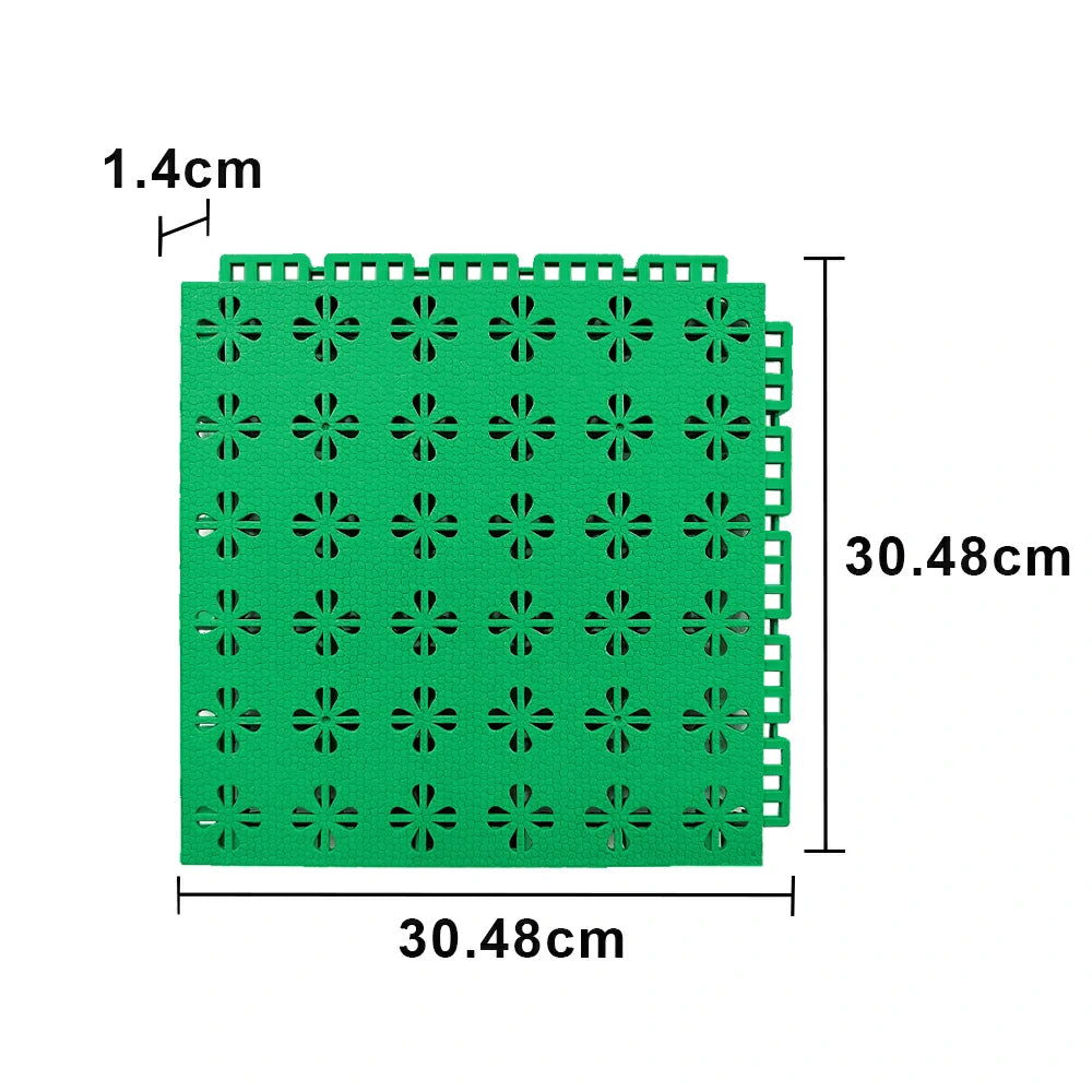DUNK MASTER Interlocking Sports Court Tiles Anti-Slip Cushioning Drainage Flooring 10/20/30sqm Basketball Court Playground - Emerald Green