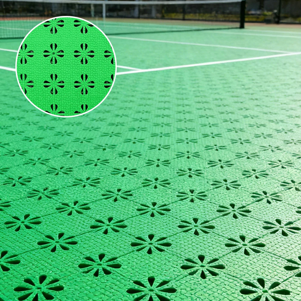 DUNK MASTER Interlocking Sports Court Tiles Anti-Slip Cushioning Drainage Flooring 10/20/30sqm Basketball Court Playground - Apple Green