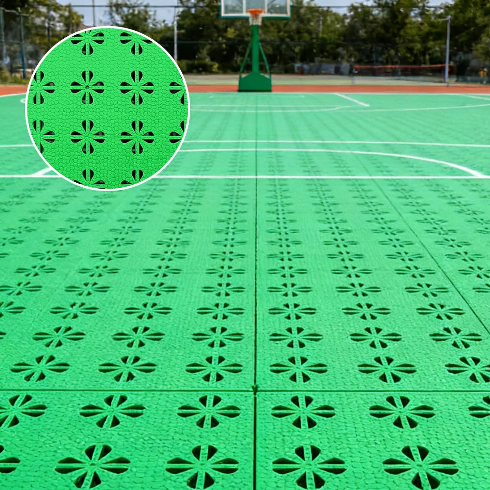 DUNK MASTER Interlocking Sports Court Tiles Anti-Slip Cushioning Drainage Flooring 10/20/30sqm Basketball Court Playground - Apple Green