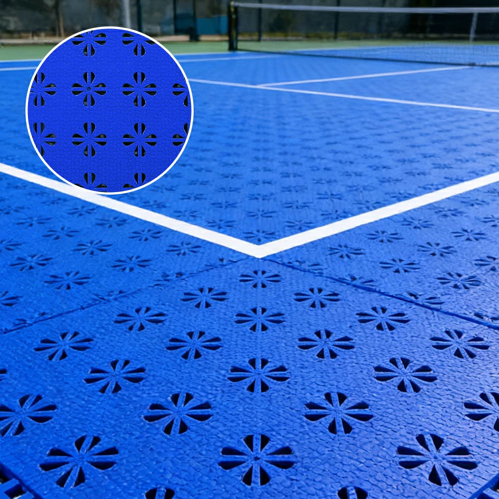 DUNK MASTER Interlocking Sports Court Tiles Anti-Slip Cushioning Drainage Flooring 10/20/30sqm Basketball Court Playground - Royal Blue