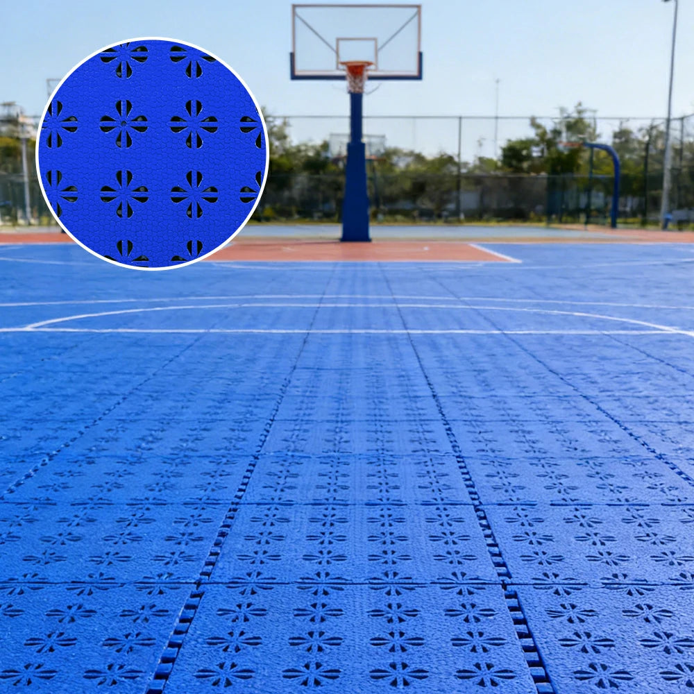 DUNK MASTER Interlocking Sports Court Tiles Anti-Slip Cushioning Drainage Flooring 10/20/30sqm Basketball Court Playground - Royal Blue