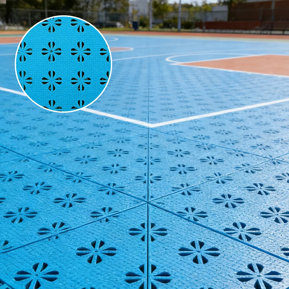 DUNK MASTER Interlocking Sports Court Tiles Anti-Slip Cushioning Drainage Flooring 10/20/30sqm Basketball Court Playground - Blue