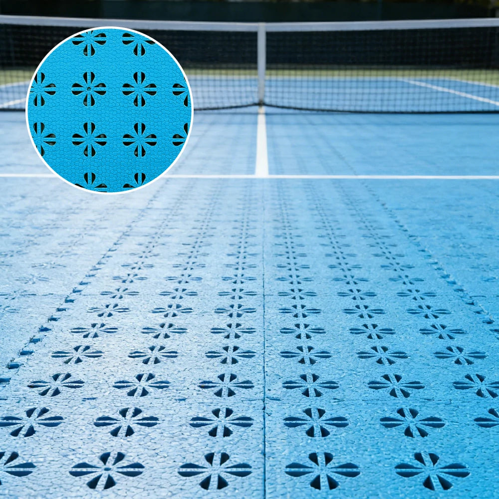 DUNK MASTER Interlocking Sports Court Tiles Anti-Slip Cushioning Drainage Flooring 10/20/30sqm Basketball Court Playground - Blue