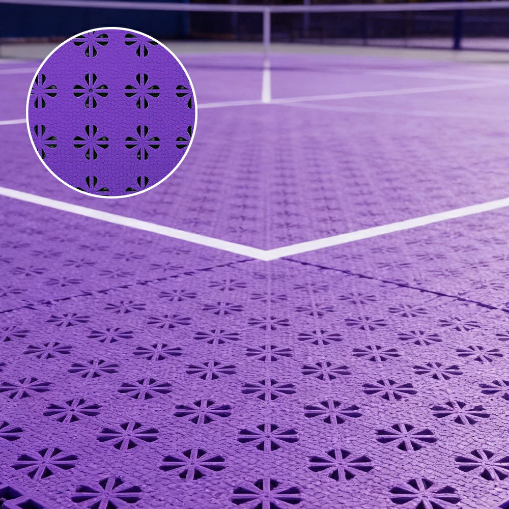 DUNK MASTER Interlocking Sports Court Tiles Anti-Slip Cushioning Drainage Flooring 10/20/30sqm Basketball Court Playground - Purple