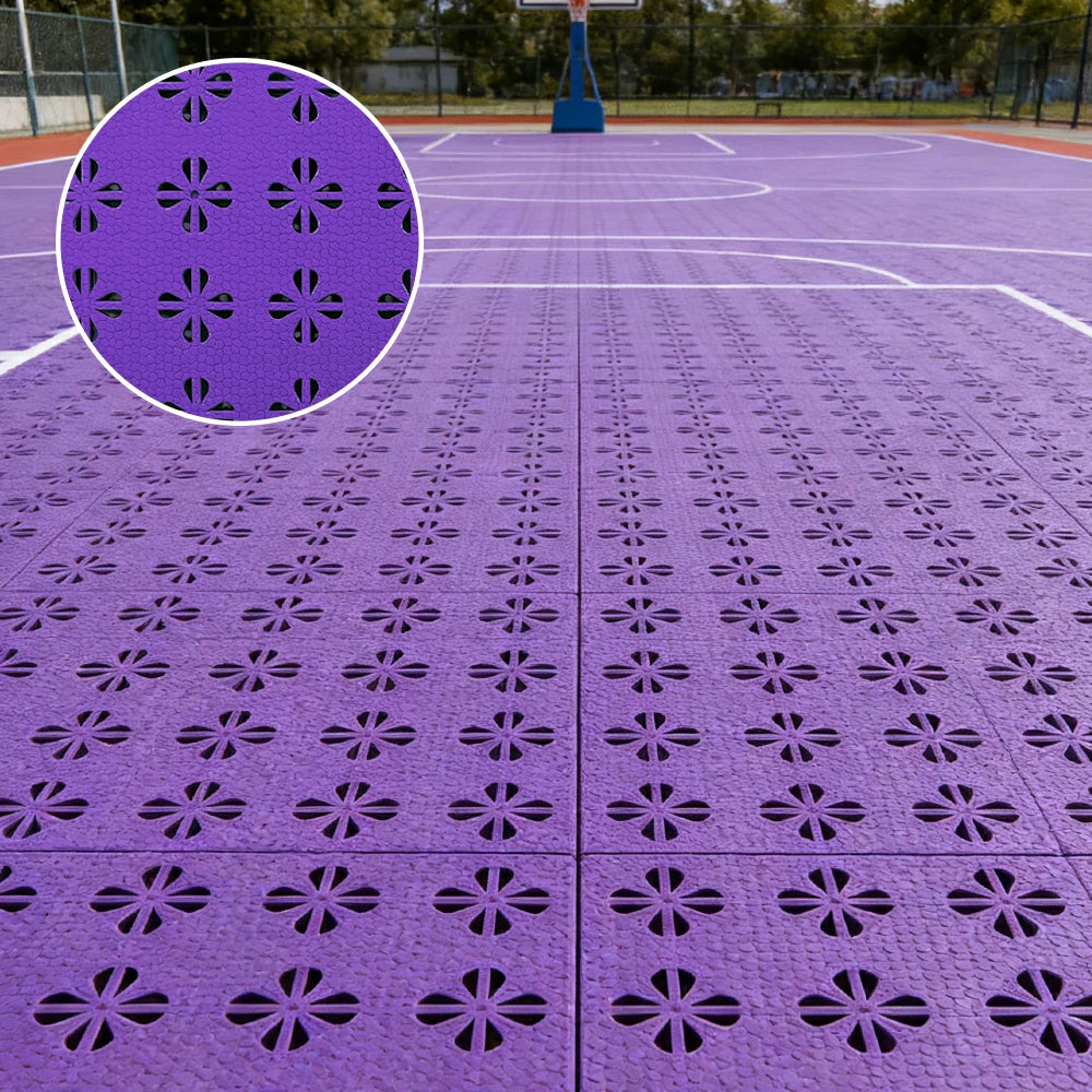 DUNK MASTER Interlocking Sports Court Tiles Anti-Slip Cushioning Drainage Flooring 10/20/30sqm Basketball Court Playground - Purple