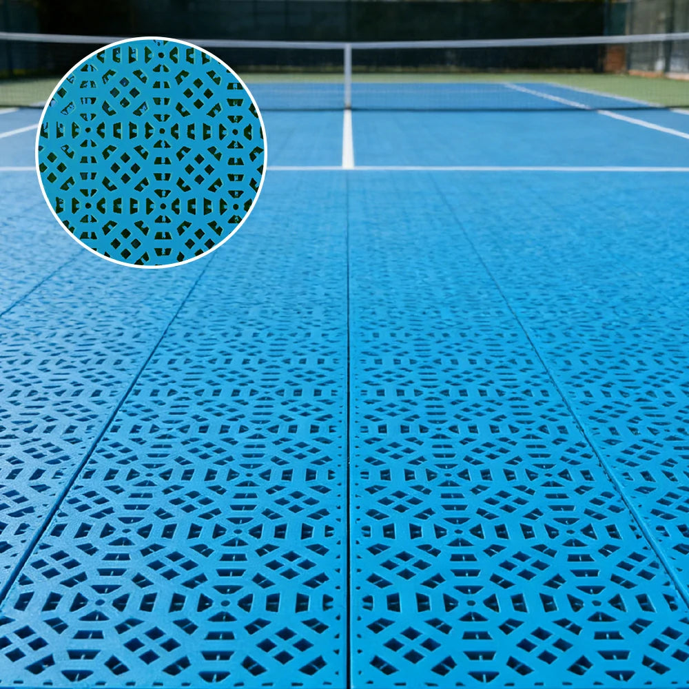 DUNK MASTER Interlocking Sports Floor Tiles - Anti-Slip Grid Pattern Court Flooring 25cm Modular Tiles for Basketball Courts 10/20/30 Square Meters - Blue