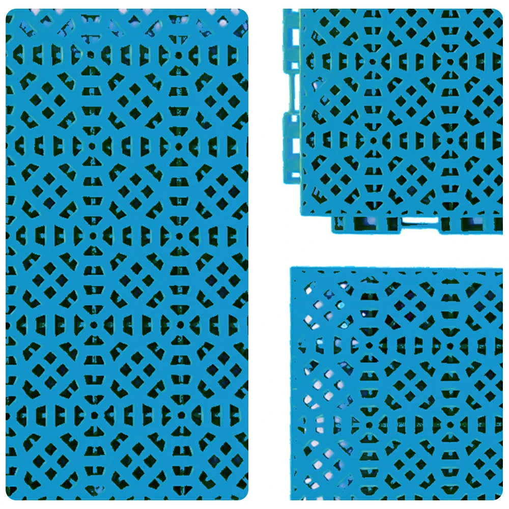 DUNK MASTER Interlocking Sports Floor Tiles - Anti-Slip Grid Pattern Court Flooring 25cm Modular Tiles for Basketball Courts 10/20/30 Square Meters - Blue