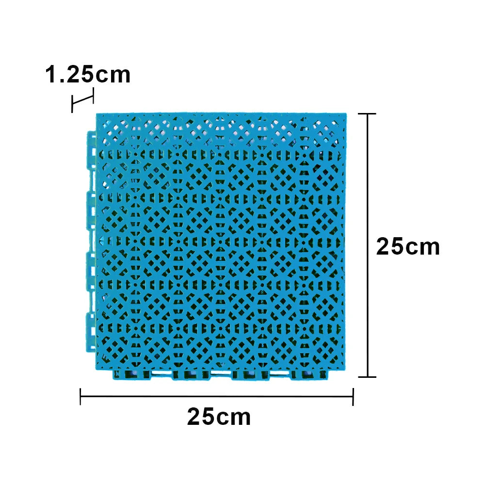 DUNK MASTER Interlocking Sports Floor Tiles - Anti-Slip Grid Pattern Court Flooring 25cm Modular Tiles for Basketball Courts 10/20/30 Square Meters - Blue
