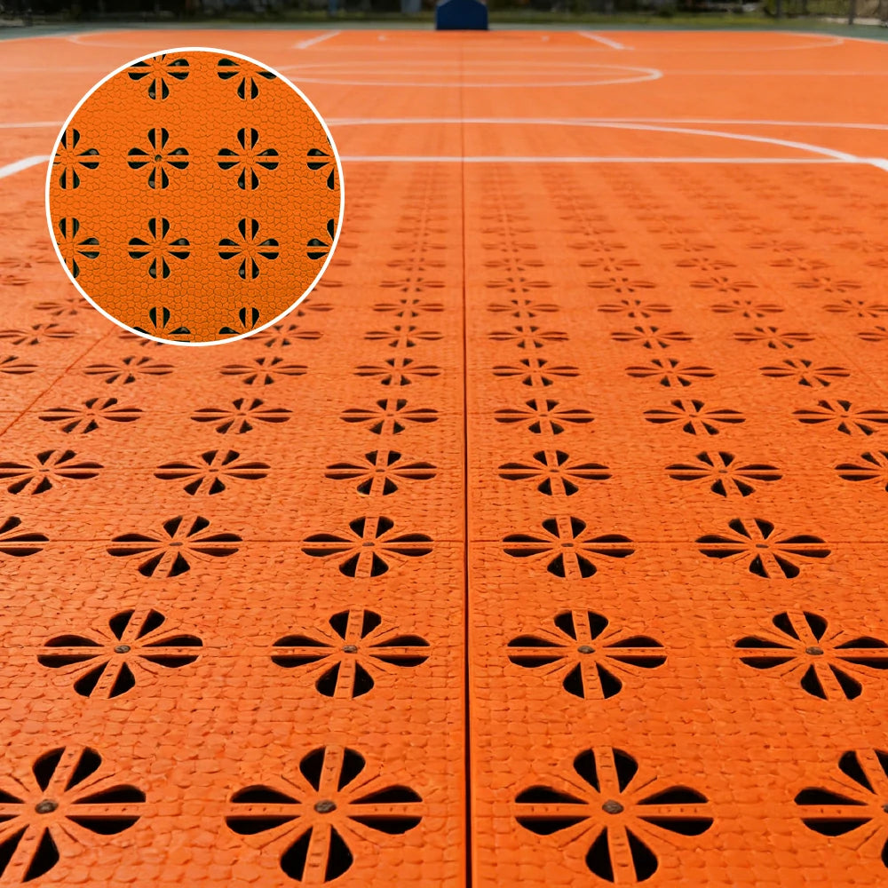 DUNK MASTER Interlocking Sports Court Tiles Anti-Slip Cushioning Drainage Flooring 10/20/30sqm Basketball Court Playground - Orange