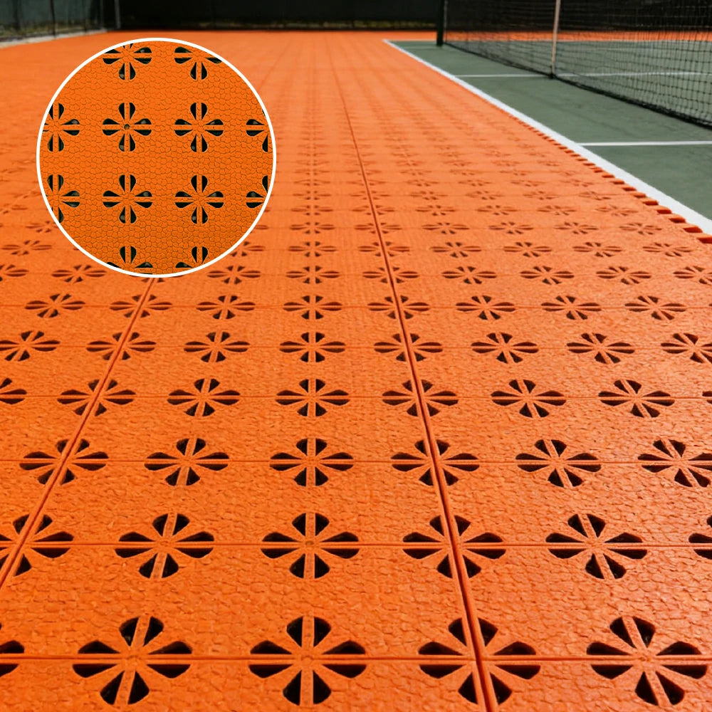 DUNK MASTER Interlocking Sports Court Tiles Anti-Slip Cushioning Drainage Flooring 10/20/30sqm Basketball Court Playground - Orange