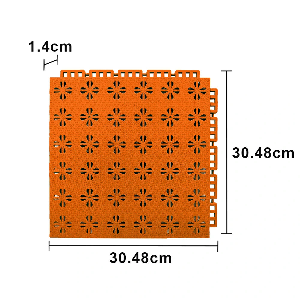 DUNK MASTER Interlocking Sports Court Tiles Anti-Slip Cushioning Drainage Flooring 10/20/30sqm Basketball Court Playground - Orange