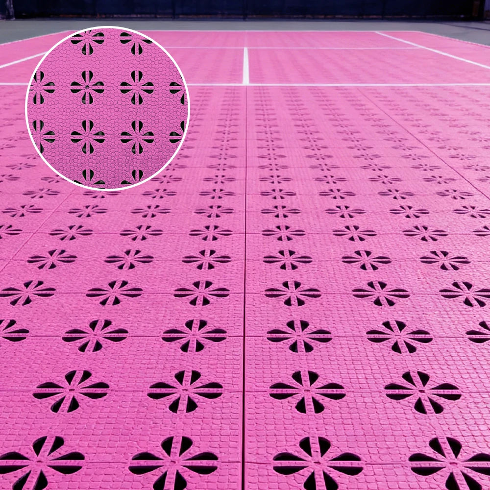 DUNK MASTER Interlocking Sports Court Tiles Anti-Slip Cushioning Drainage Flooring 10/20/30sqm Basketball Court Playground - Pink
