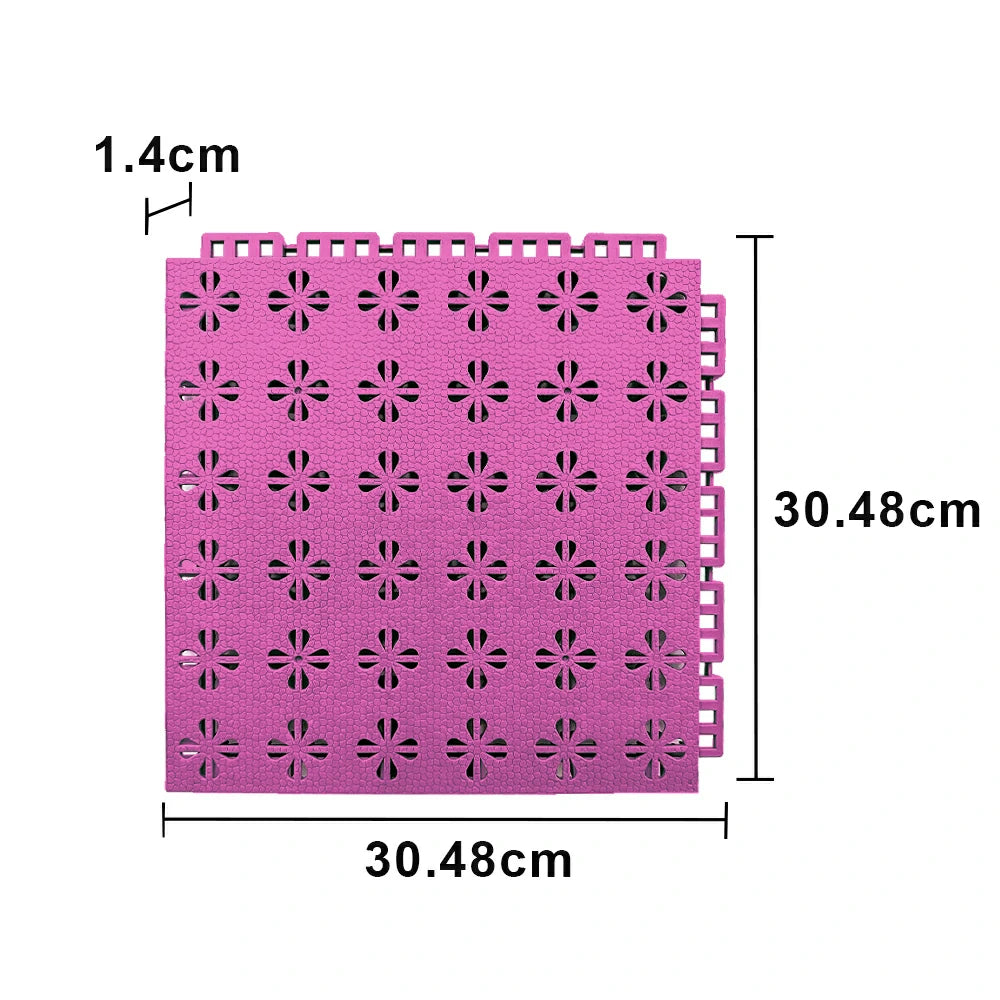 DUNK MASTER Interlocking Sports Court Tiles Anti-Slip Cushioning Drainage Flooring 10/20/30sqm Basketball Court Playground - Pink