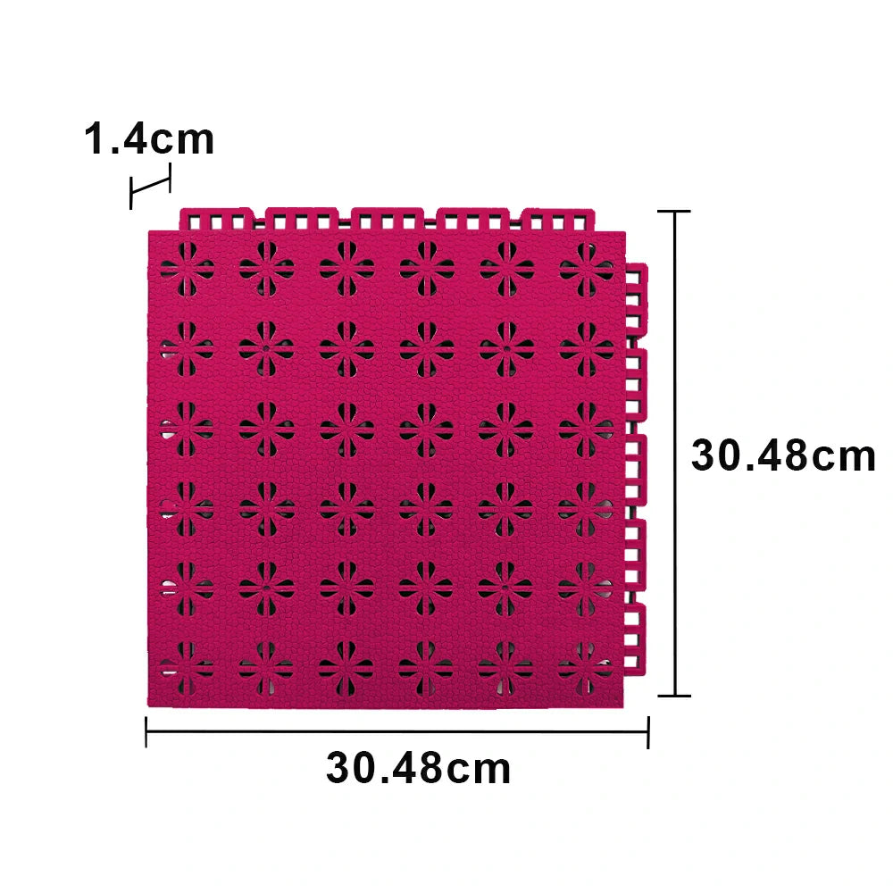 DUNK MASTER Interlocking Sports Court Tiles Anti-Slip Cushioning Drainage Flooring 10/20/30sqm Basketball Court Playground - Rose Red