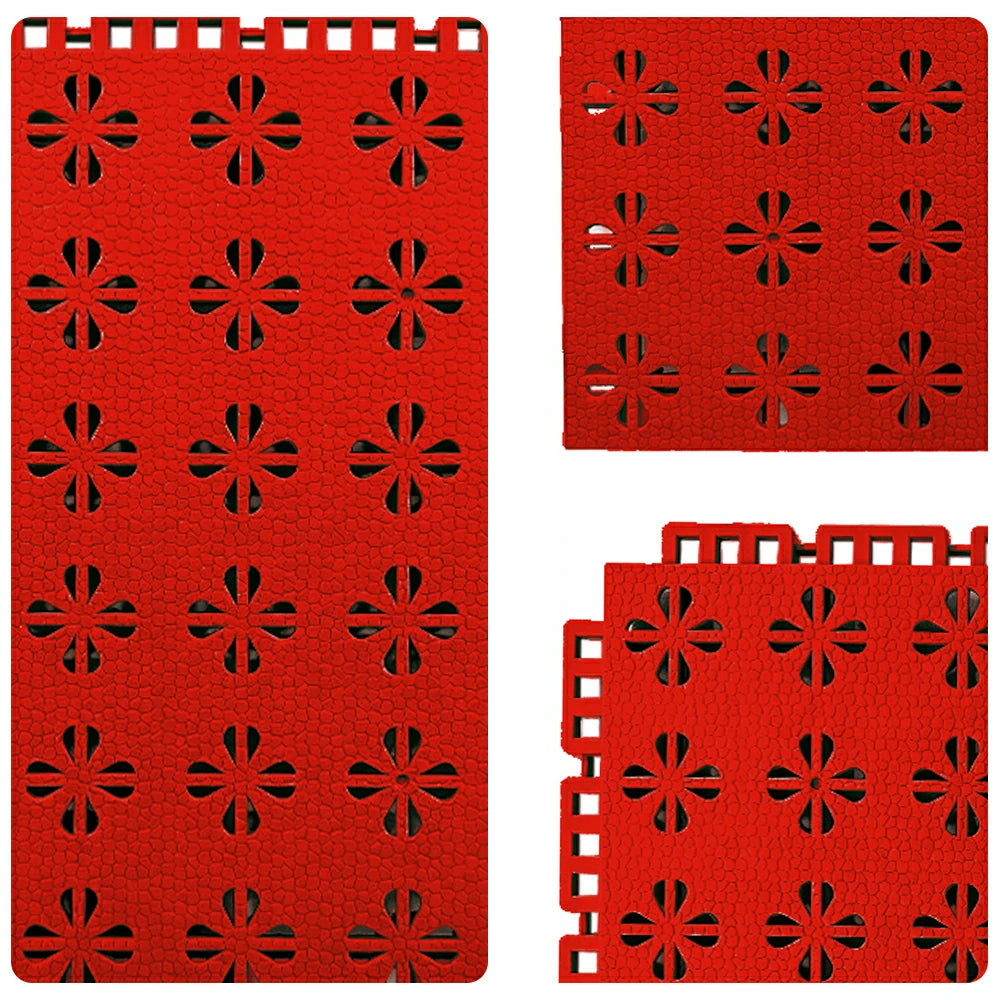 DUNK MASTER Interlocking Sports Court Tiles Anti-Slip Cushioning Drainage Flooring 10/20/30sqm Basketball Court Playground - Red