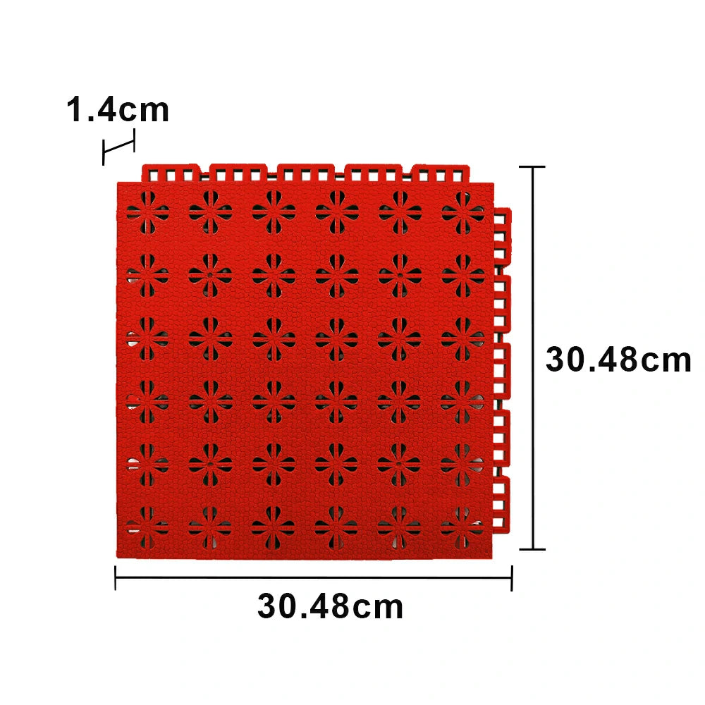 DUNK MASTER Interlocking Sports Court Tiles Anti-Slip Cushioning Drainage Flooring 10/20/30sqm Basketball Court Playground - Red