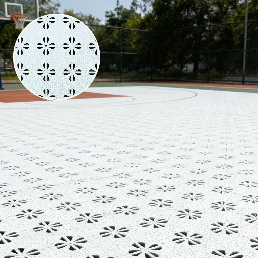 DUNK MASTER Interlocking Sports Court Tiles Anti-Slip Cushioning Drainage Flooring 10/20/30sqm Basketball Court Playground - White